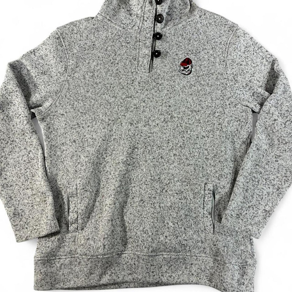Champion Elite NCAA Georgia Bulldogs button-placket mock neck fleece pullover.